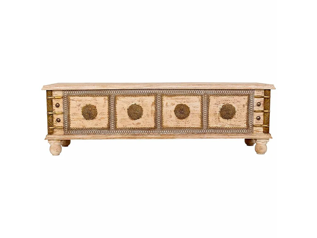 Baul de madera artesanal blanco 146x40x46h cm