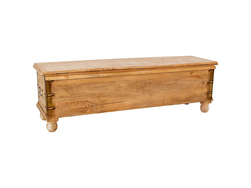 Baul de madera artesanal blanco 146x40x46h cm
