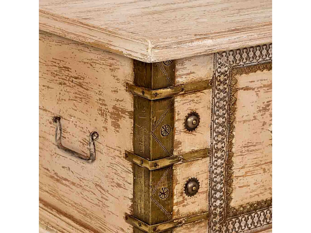Baul de madera artesanal blanco 146x40x46h cm