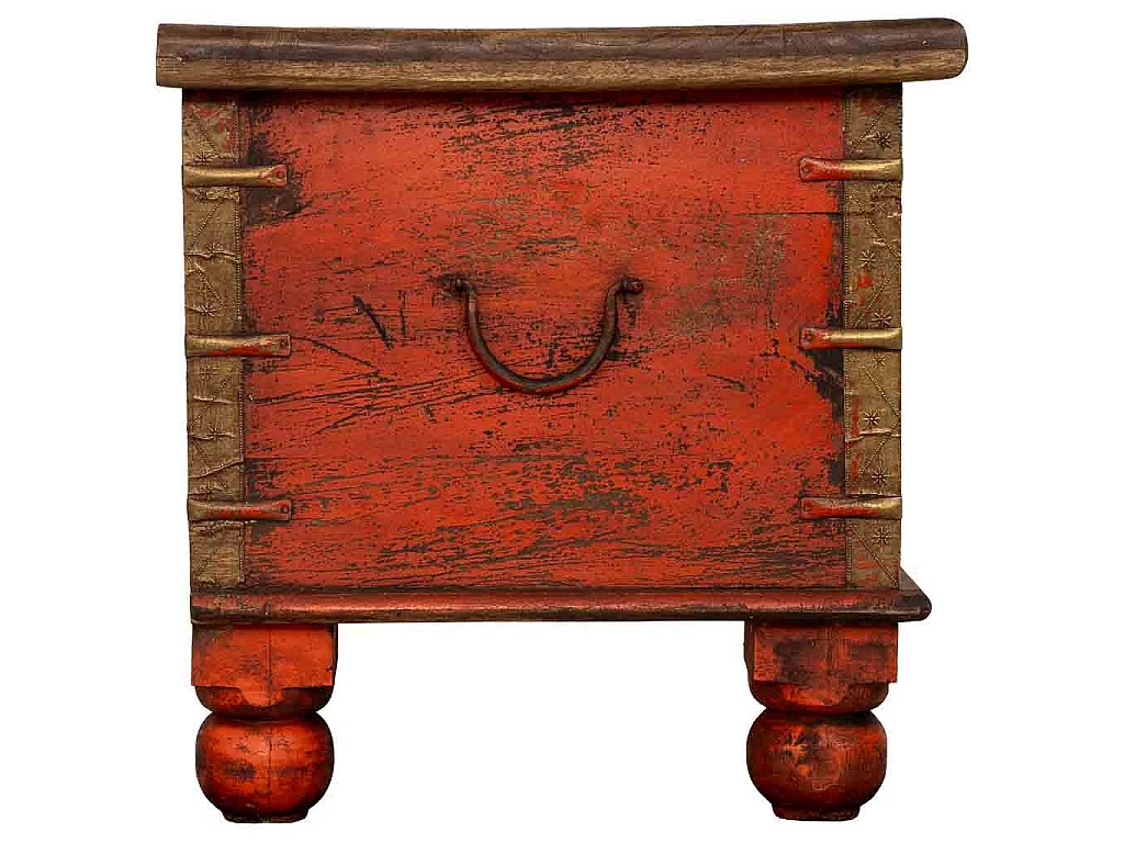 Coffre en bois rouge, fabriqué artisanalement, 150x45x46h cm