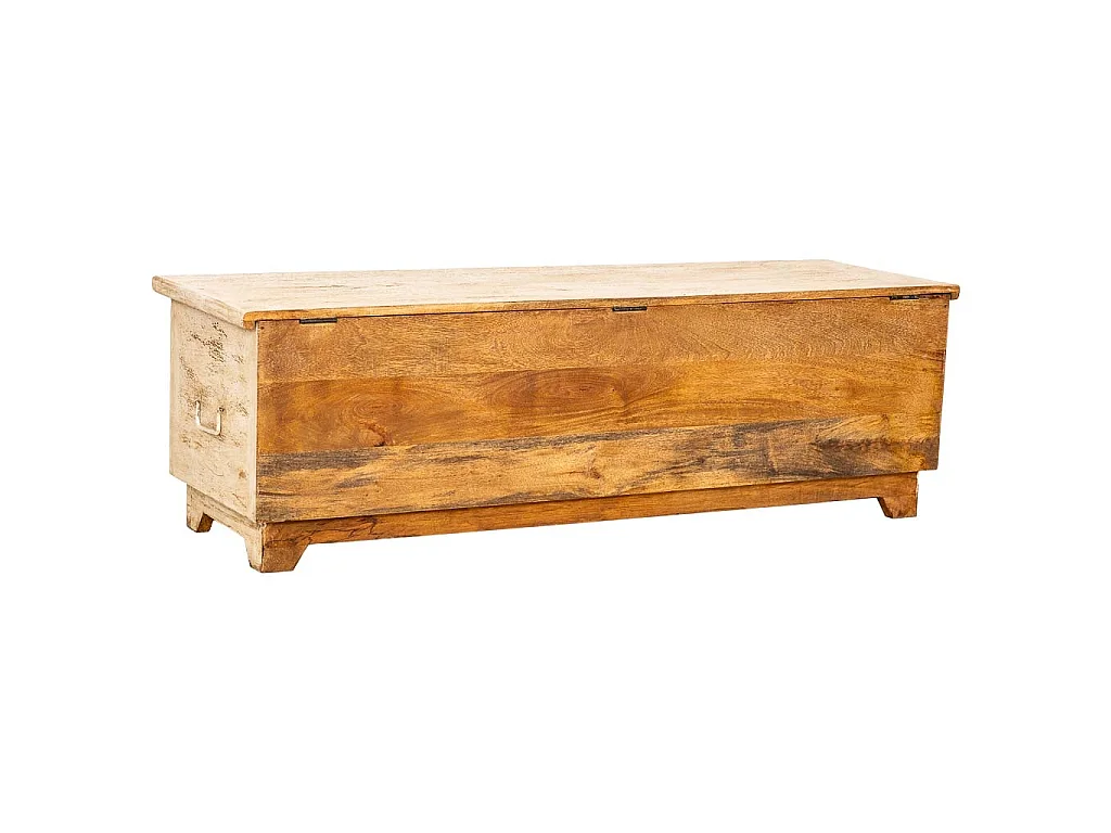 Coffre en bois artisanal blanc 150x45x46h cm