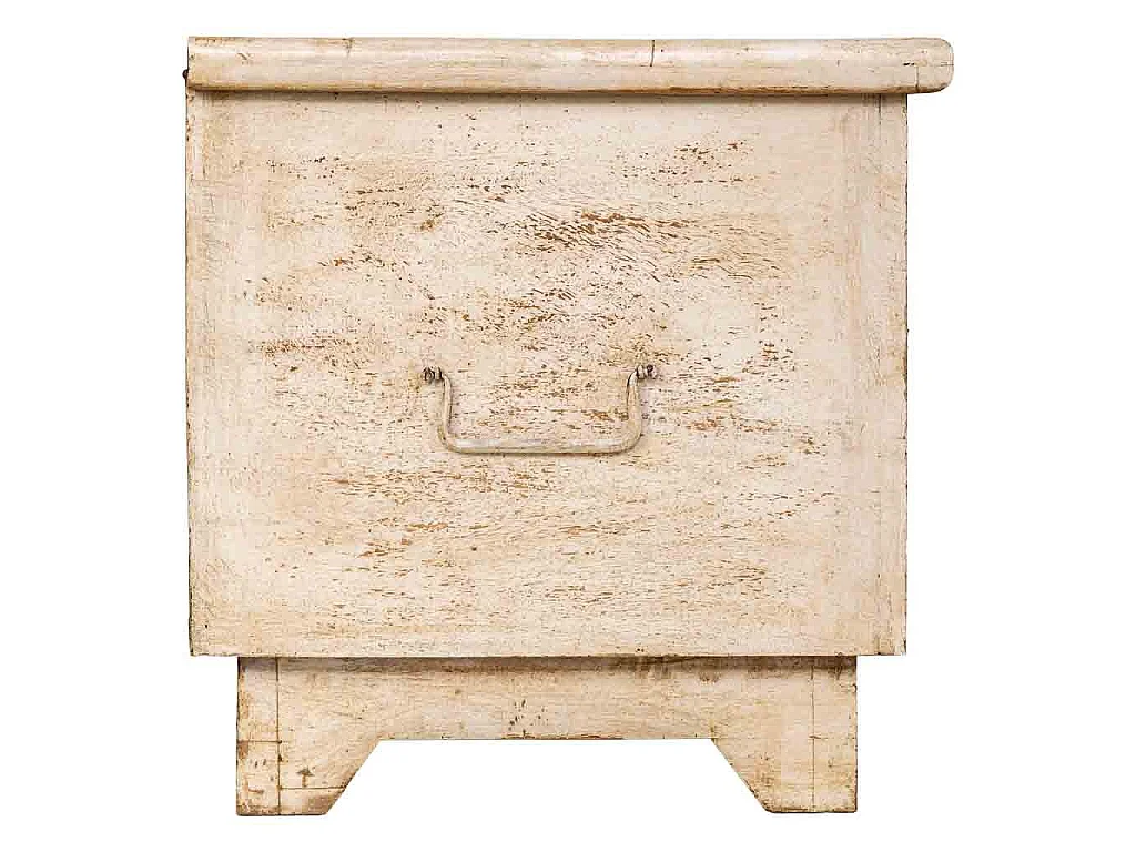 Coffre en bois artisanal blanc 150x45x46h cm