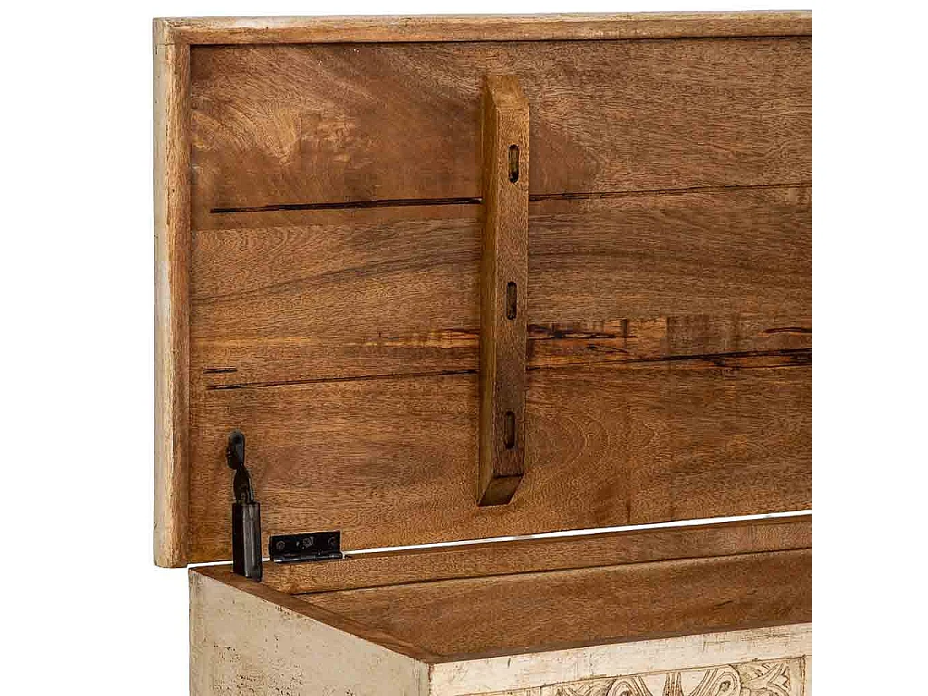 Coffre en bois artisanal blanc 150x45x46h cm