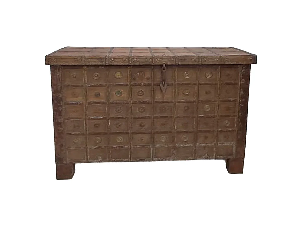 Baúl de madera acabado artesanal marrón 131x46x87h cm