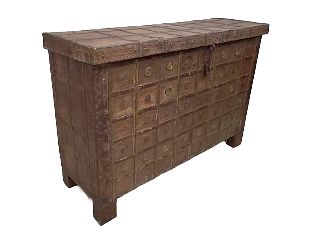 Baúl de madera acabado artesanal marrón 131x46x87h cm