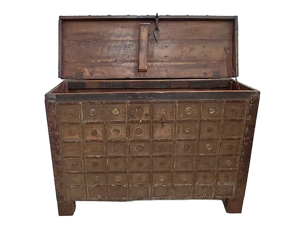Baúl de madera acabado artesanal marrón 131x46x87h cm
