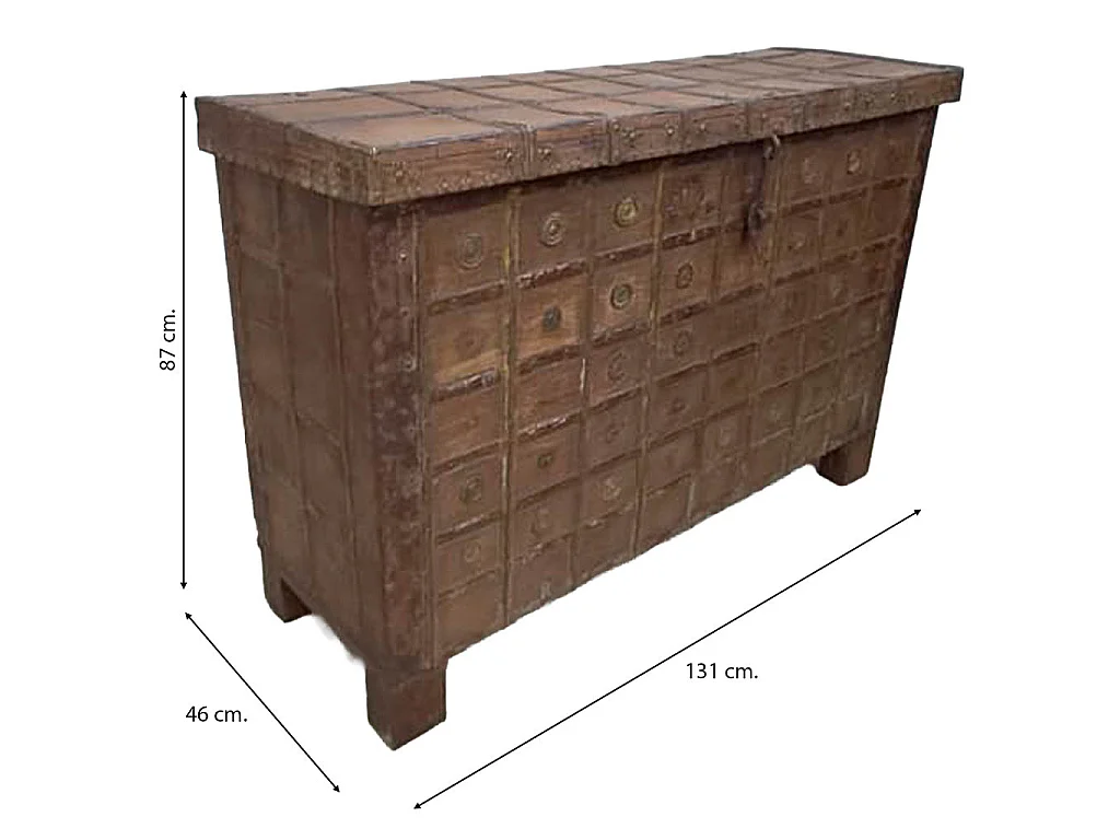 Baúl de madera acabado artesanal marrón 131x46x87h cm