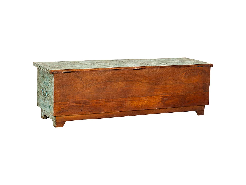 Coffre artisanal en bois bleu 150x45x46h cm
