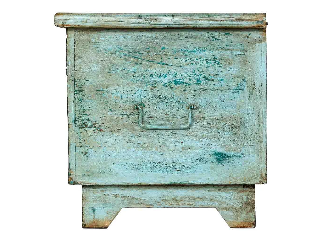 Coffre artisanal en bois bleu 150x45x46h cm