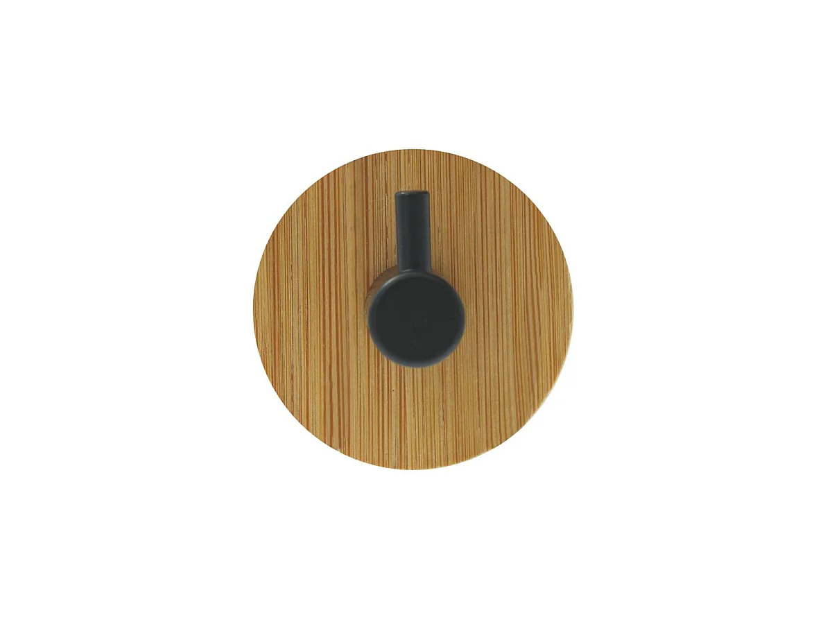 Lot de 2 Patères Adhésives en Bambou "Fixeo" 5cm Naturel & Noir
