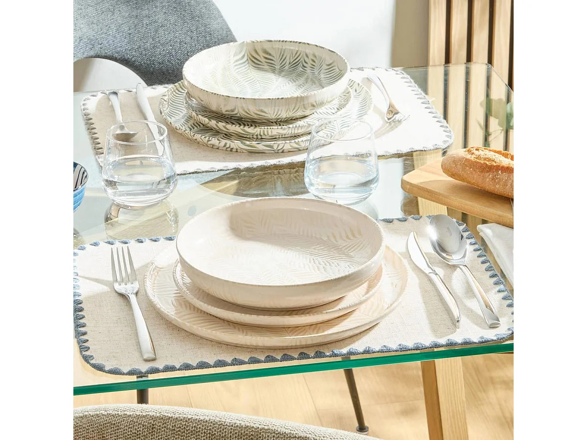 Lot de 6 Assiettes Plates "Gina" 28cm Crème