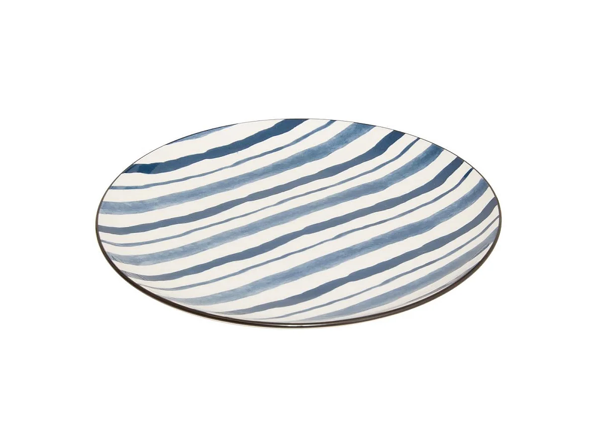 Lot de 6 Assiettes Plates "Umami Rayure" 26cm Bleu