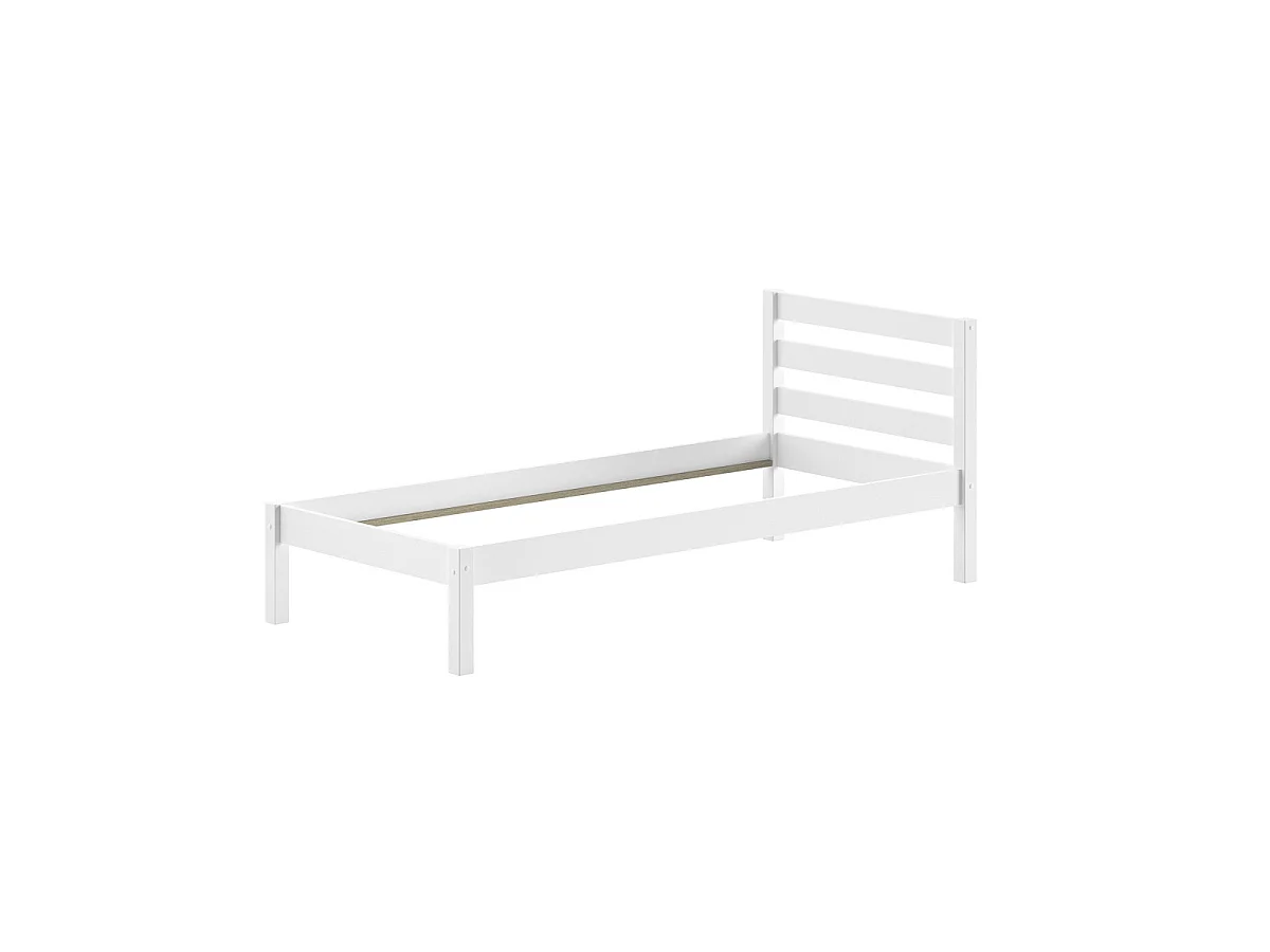 Pack - Lit Mezzanine, Lit Simple & Sommier "Pino" 90x200cm Blanc
