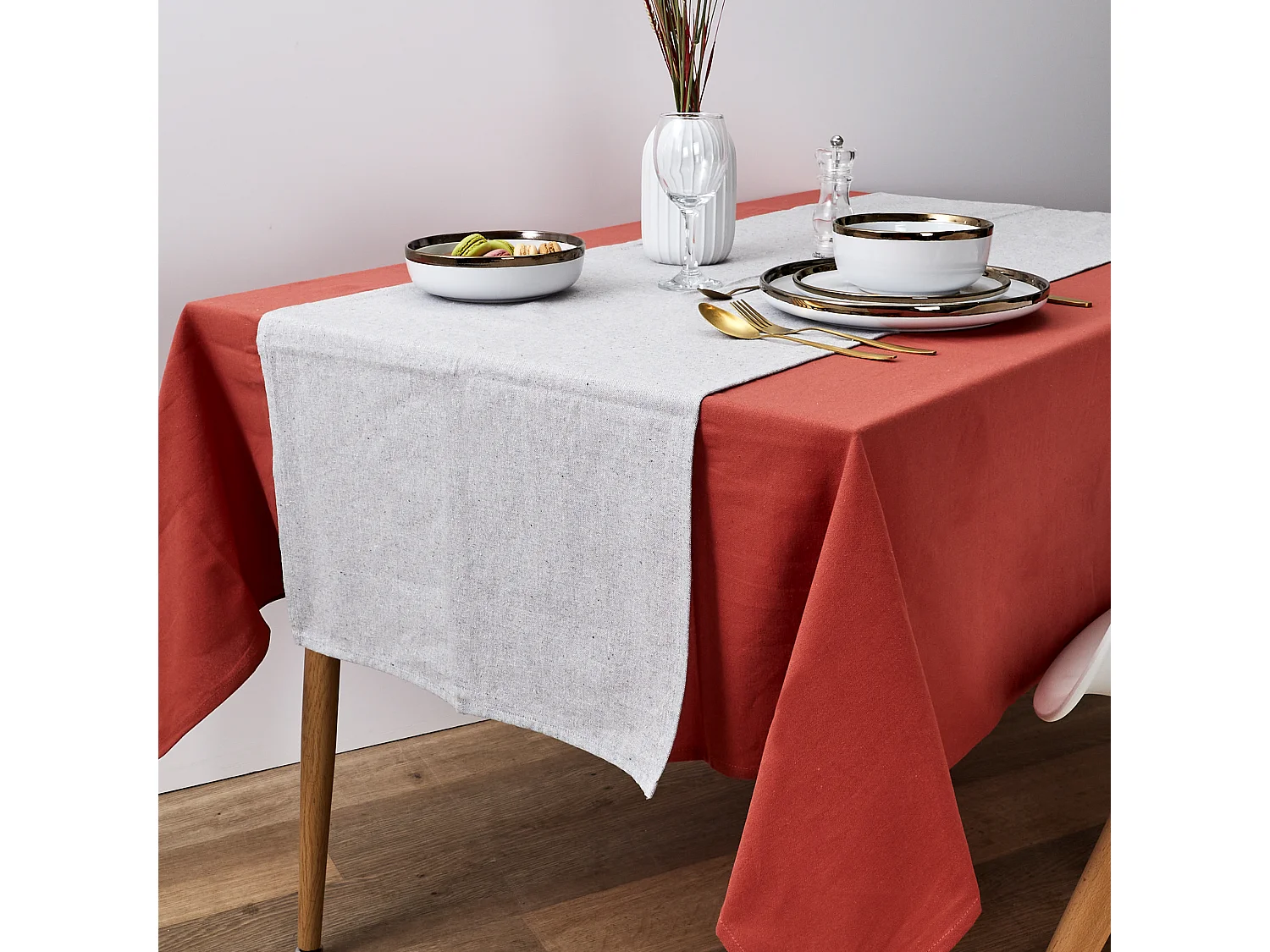 Chemin De Table Coton Gris 150x50cm