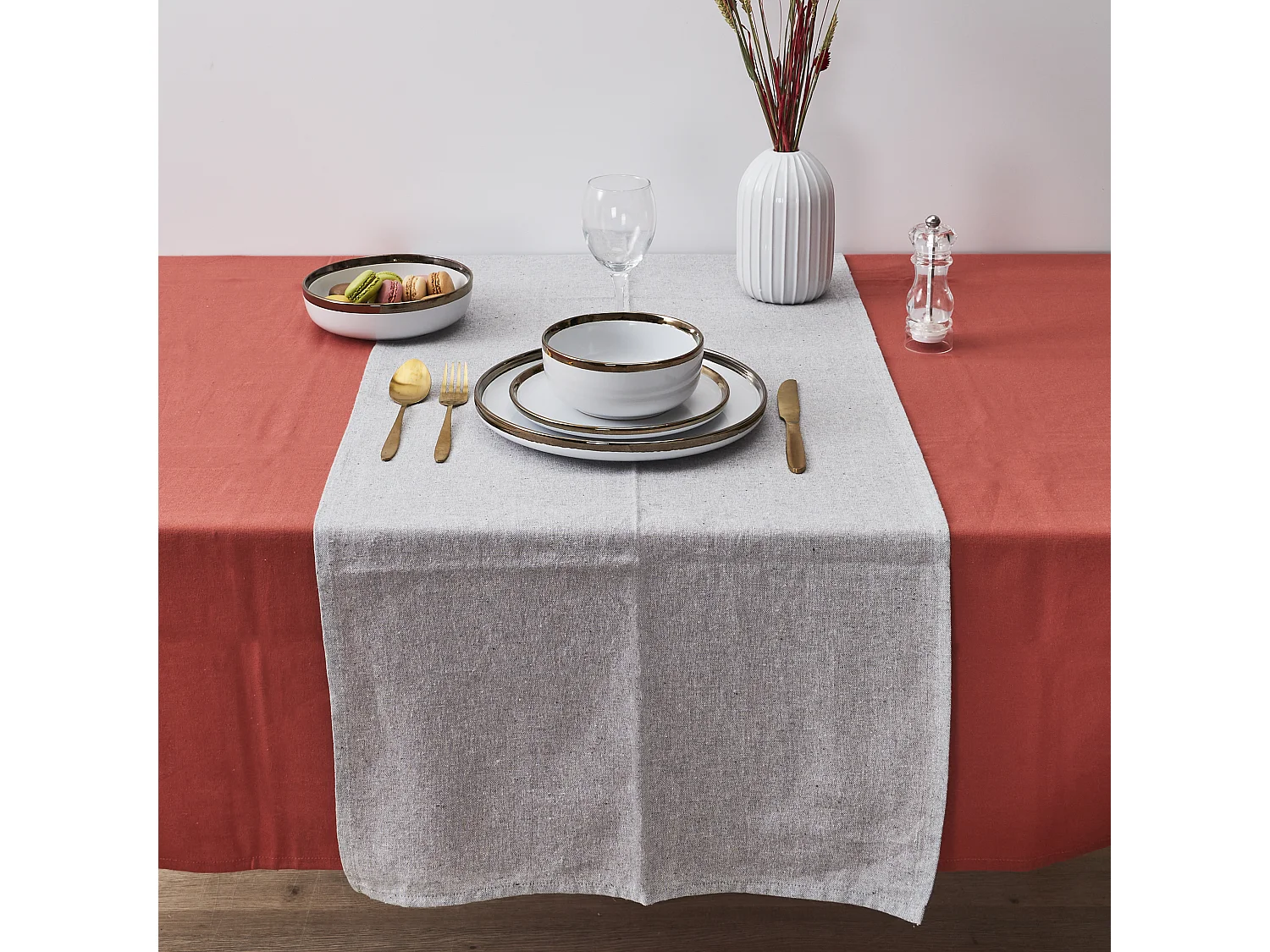 Chemin De Table Coton Gris 150x50cm