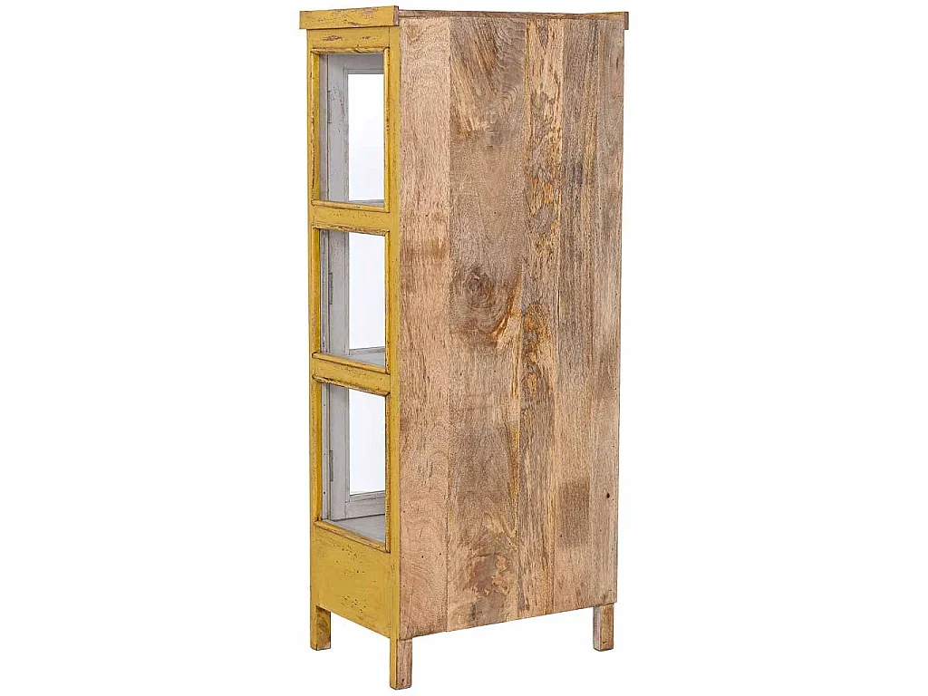 Vitrine bois artisanal jaune 58x39x140h cm