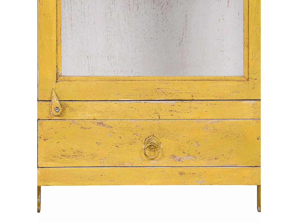 Vitrine bois artisanal jaune 58x39x140h cm