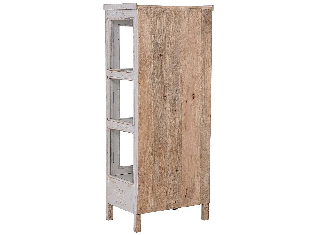 Vitrine artisanale en bois blanc 58 x 39 x 140 h cm