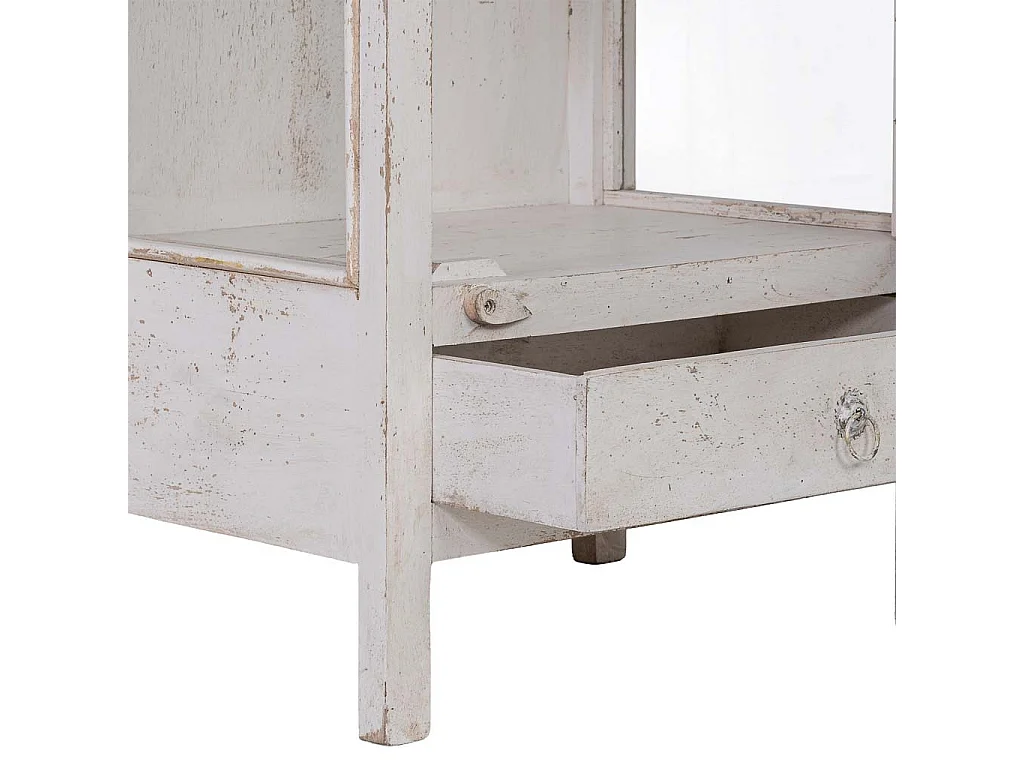 Vitrine artisanale en bois blanc 58 x 39 x 140 h cm