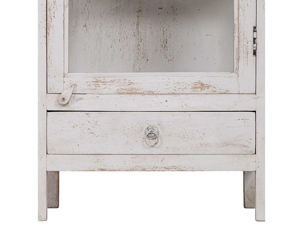 Vitrine artisanale en bois blanc 58 x 39 x 140 h cm