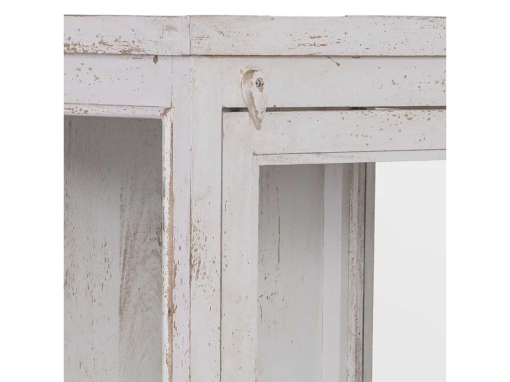 Vitrine artisanale en bois blanc 58 x 39 x 140 h cm