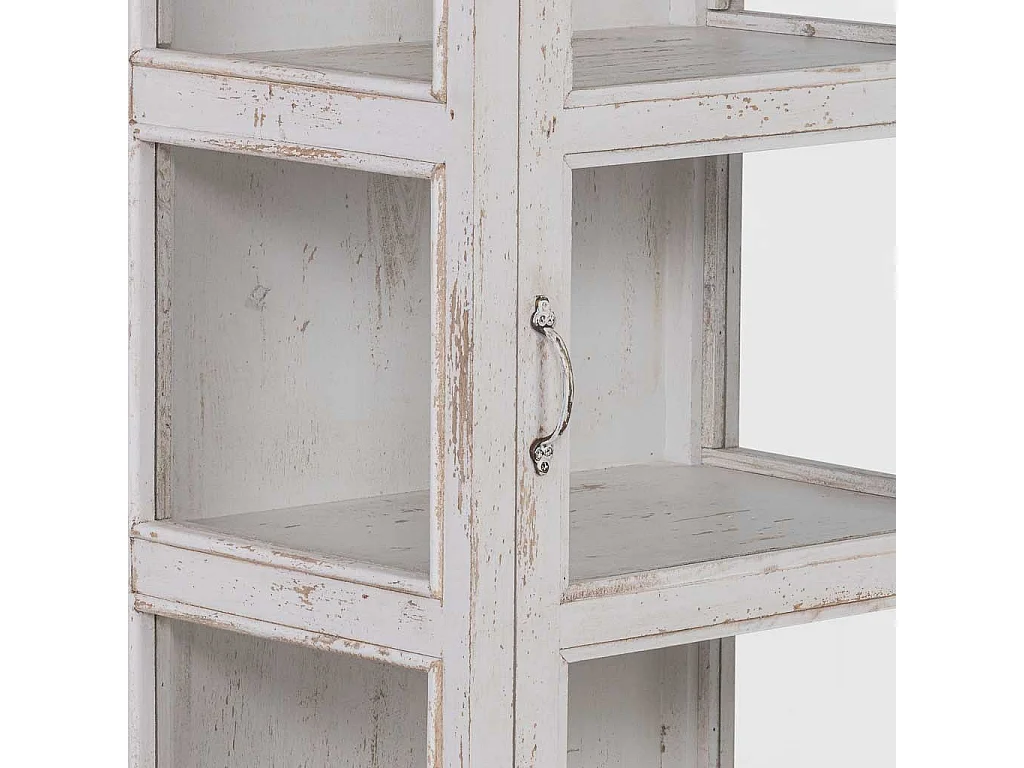 Vitrine artisanale en bois blanc 58 x 39 x 140 h cm