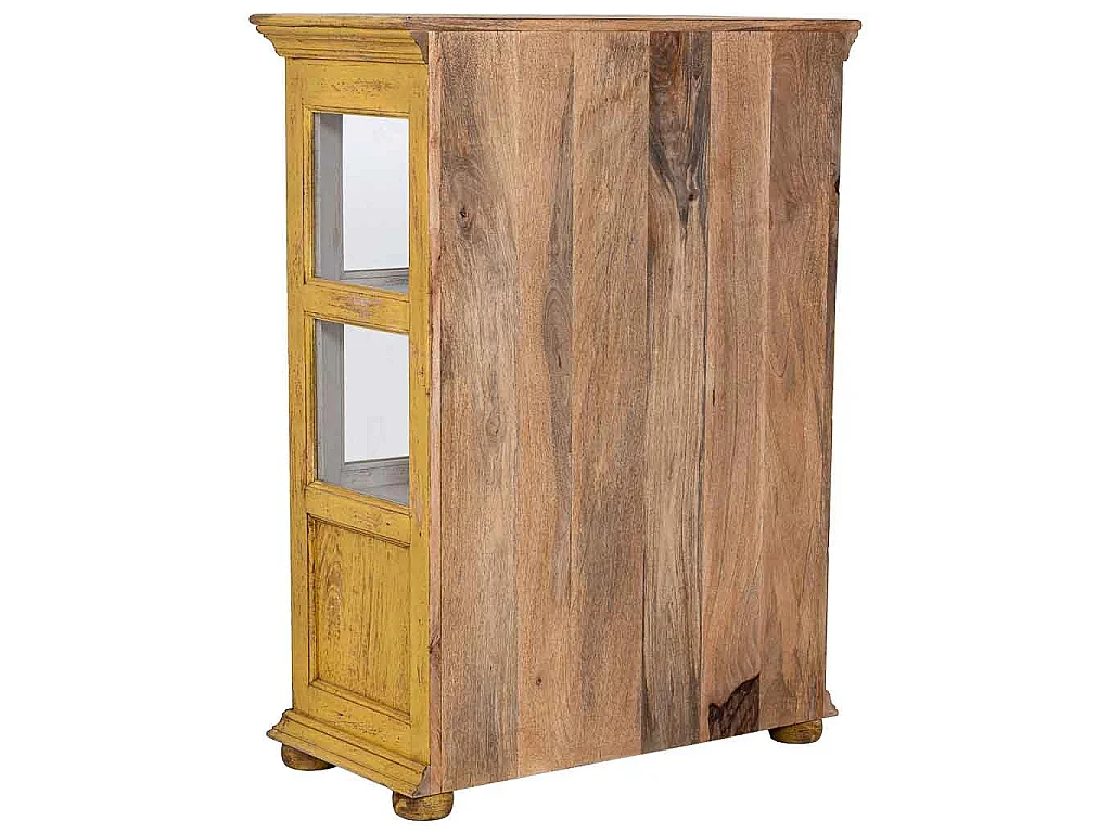 Vitrine en bois artisanale jaune 80 x 40 x 110 h cm