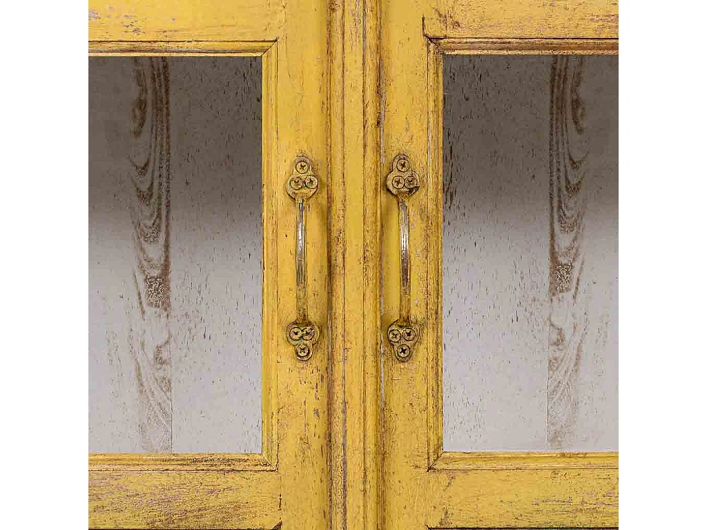 Vitrine en bois artisanale jaune 80 x 40 x 110 h cm