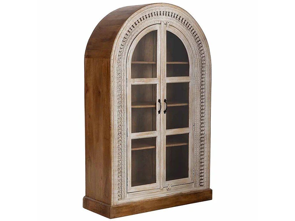 Vetrina in legno bianco fatta a mano 112x41x181h cm