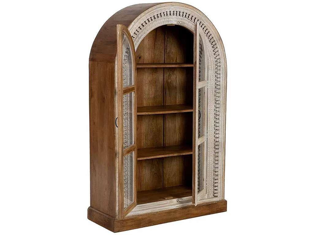 Vetrina in legno bianco fatta a mano 112x41x181h cm