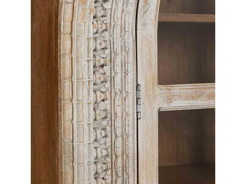 Vetrina in legno bianco fatta a mano 112x41x181h cm