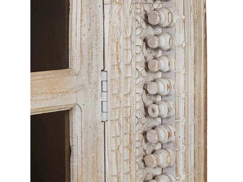 Vetrina in legno bianco fatta a mano 112x41x181h cm