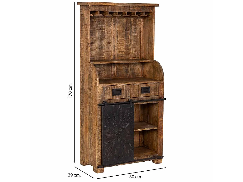 Brauner Weinregal aus Holz 80x39x170 cm (H)