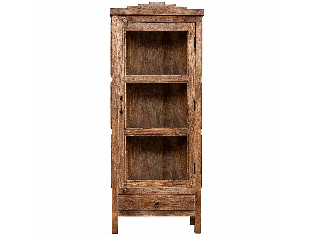 Vitrine artisanale en bois, marron, 58 x 40 x 144 cm (h)