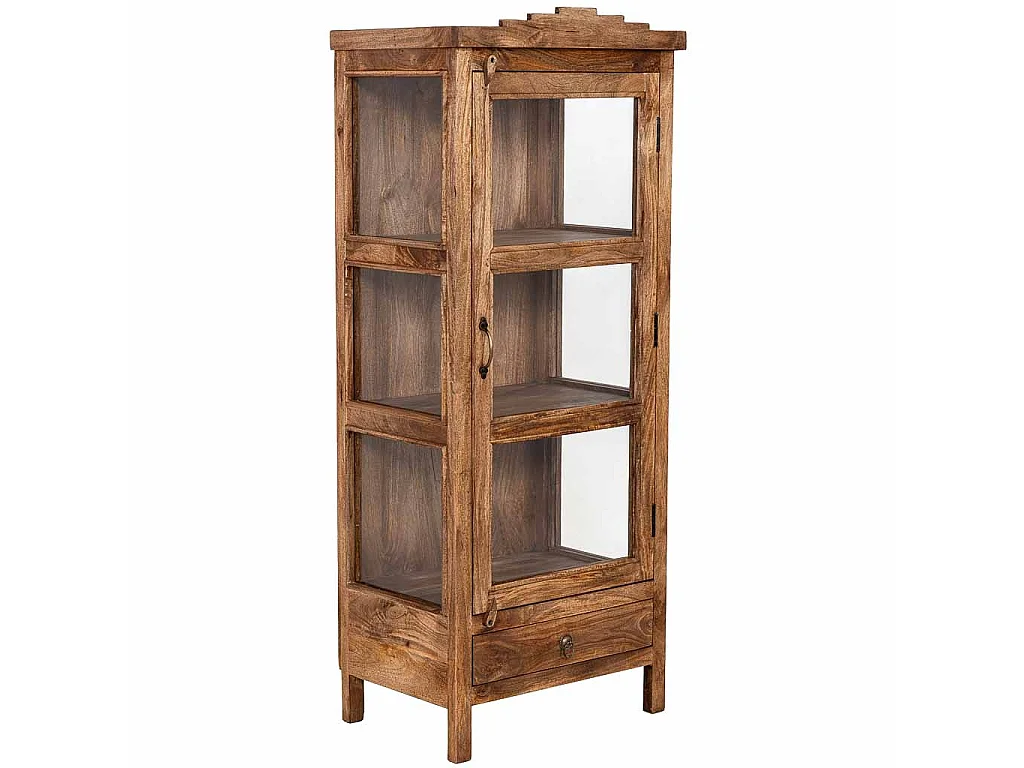 Vitrine artisanale en bois, marron, 58 x 40 x 144 cm (h)