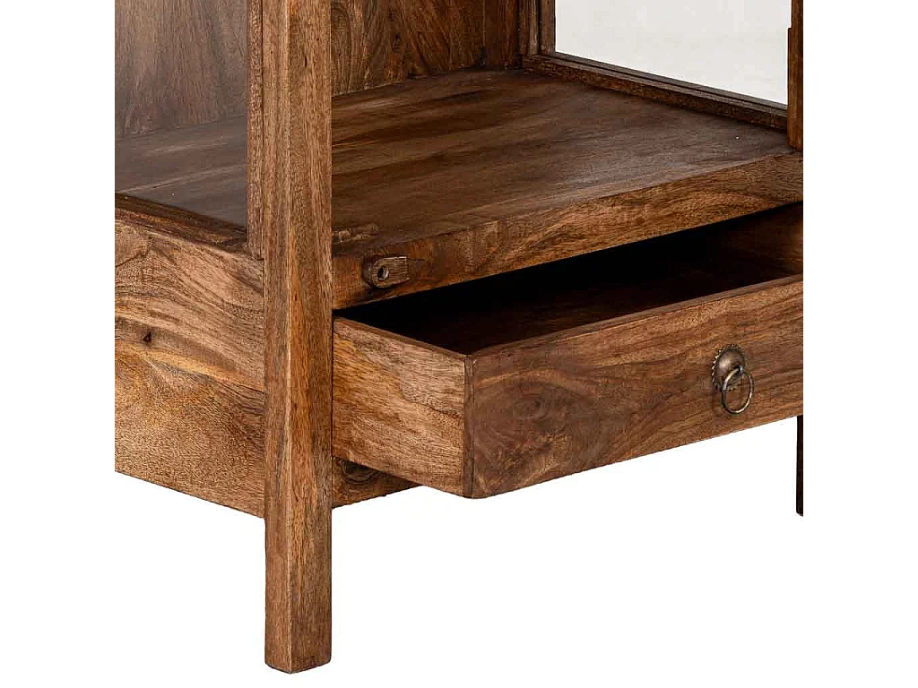 Vitrine artisanale en bois, marron, 58 x 40 x 144 cm (h)