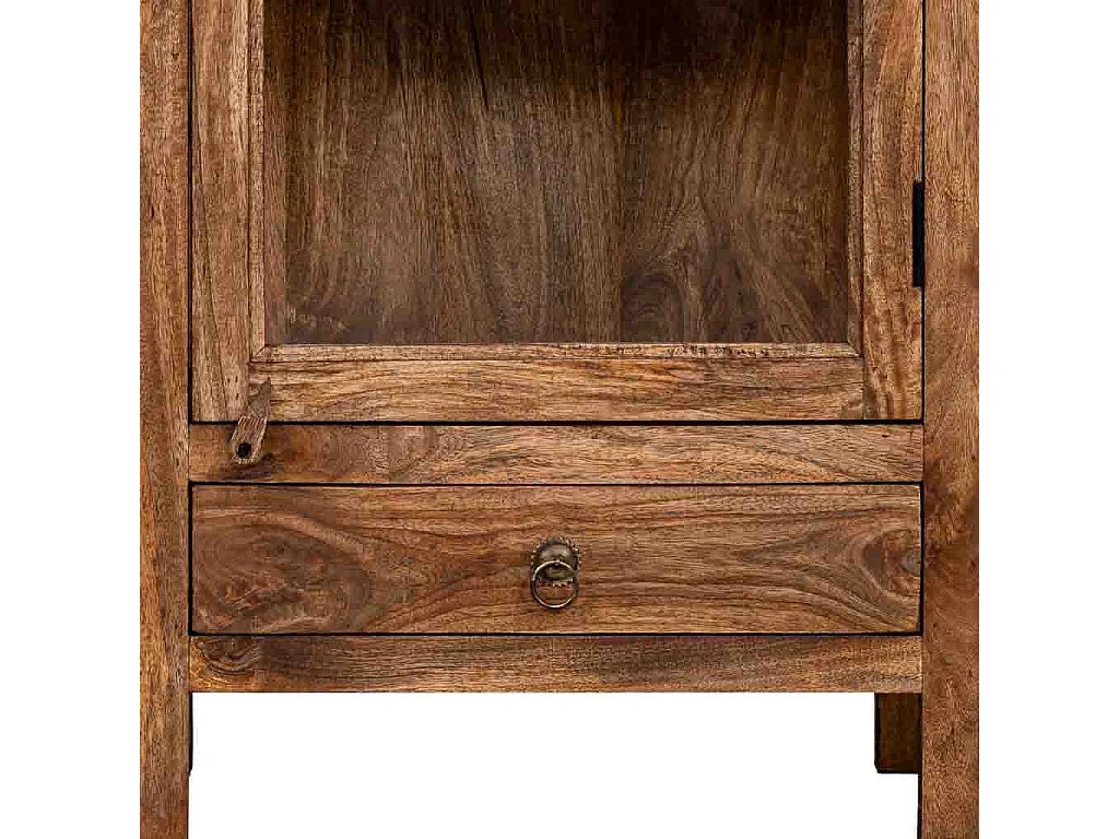 Vitrine artisanale en bois, marron, 58 x 40 x 144 cm (h)