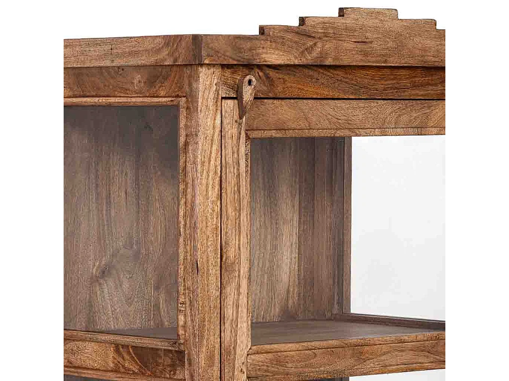 Vitrine artisanale en bois, marron, 58 x 40 x 144 cm (h)