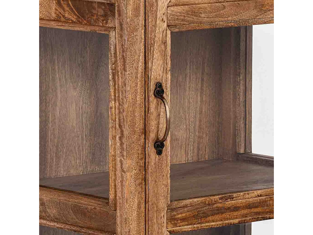Vitrine artisanale en bois, marron, 58 x 40 x 144 cm (h)