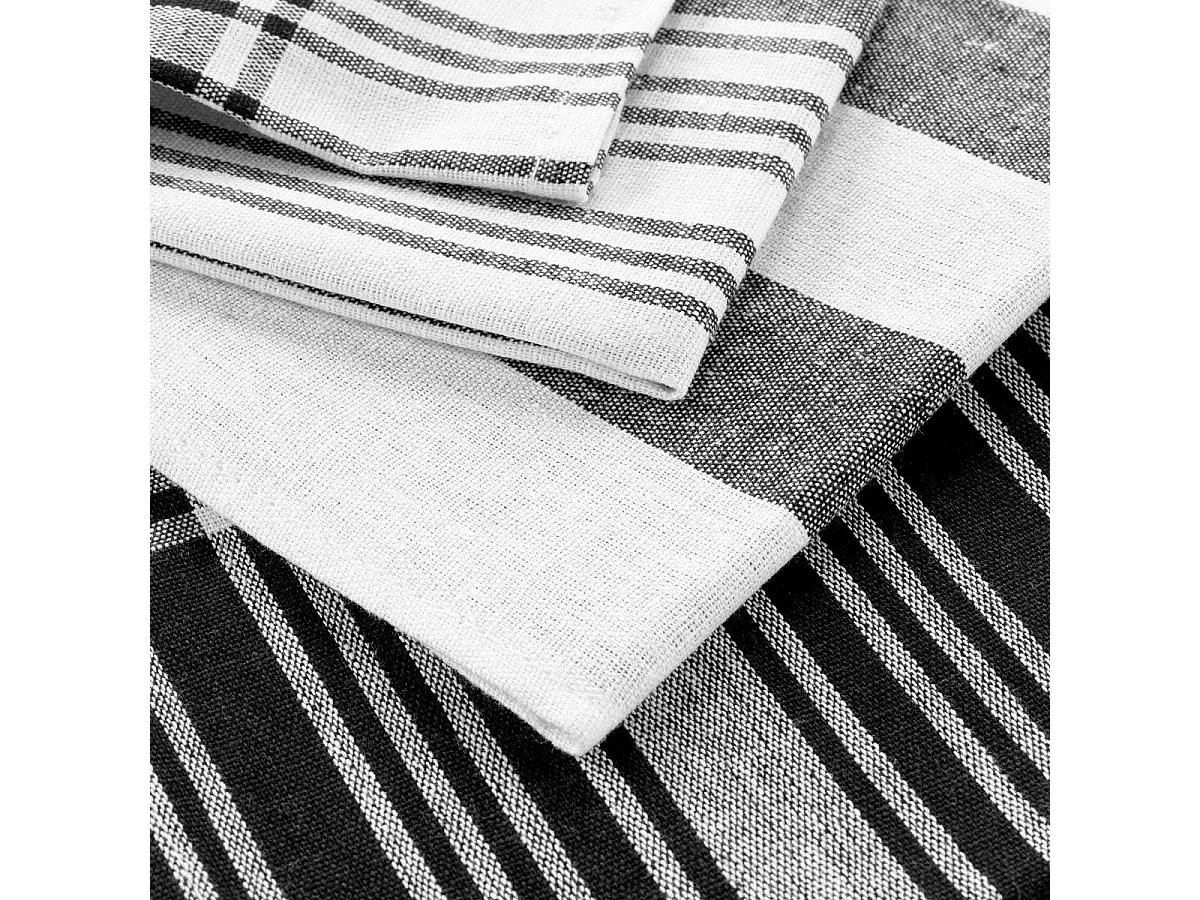 Lot de 3 Torchons "Bayado" 50x70cm Noir