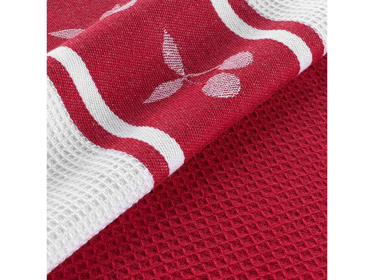 Lot de 2 Torchons de Cuisine "Cerisette" 50x70cm Rubis