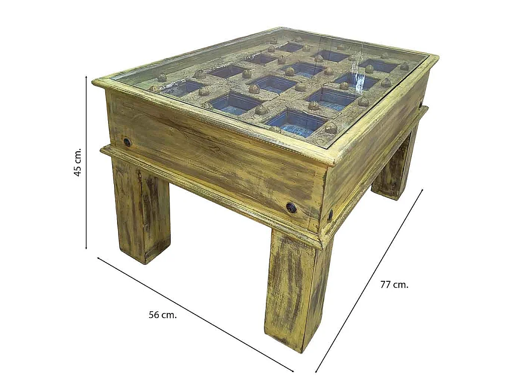 Table basse en bois faite à la main 77 x 56 x 45 cm (h)