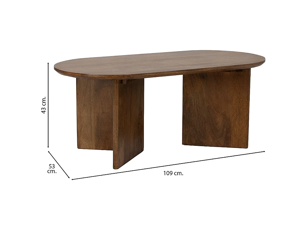 Mesa de centro natural, 109x53x43h cm