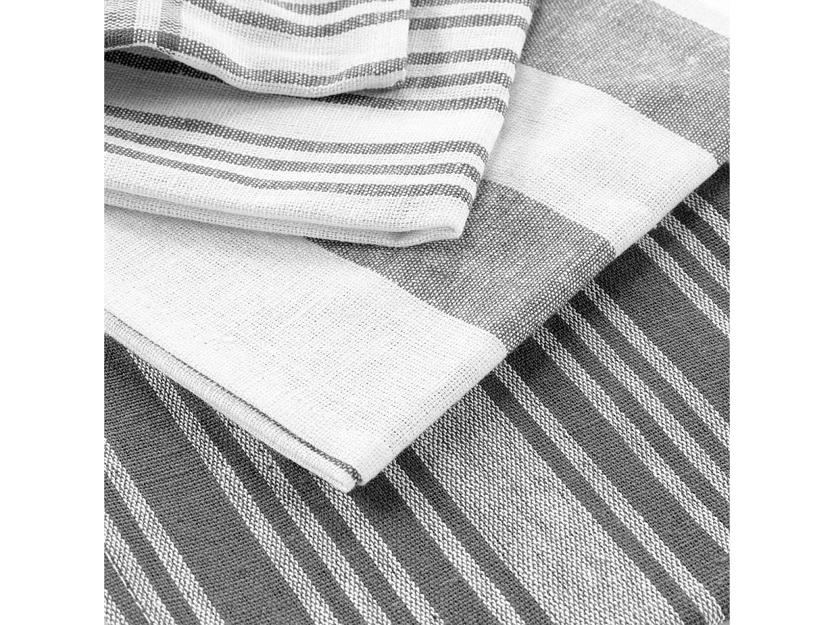 Lot de 3 Torchons "Bayado" 50x70cm Anthracite