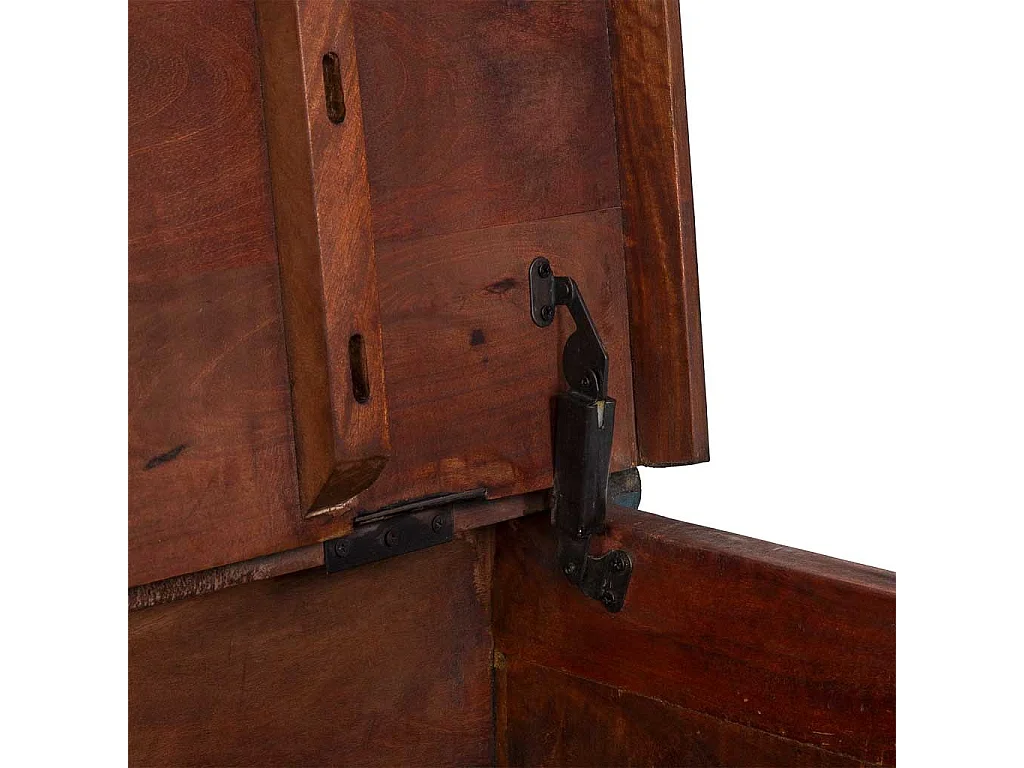 Table basse artisanale en bois bleu 100 x 100 x 47 cm (h)