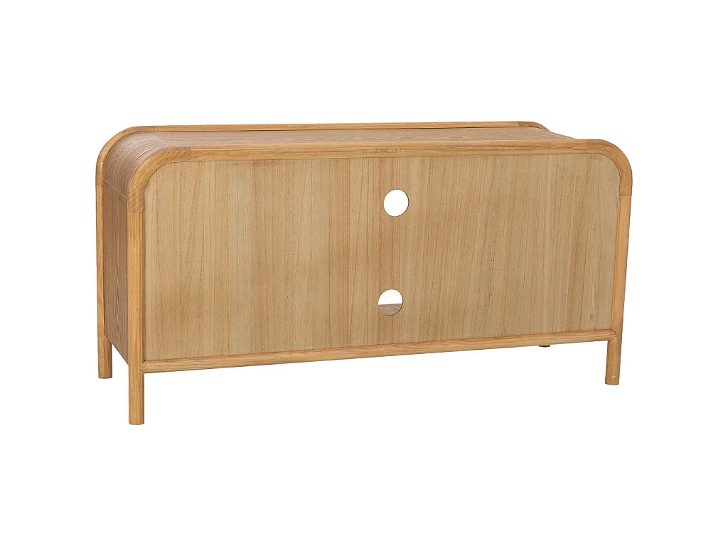 Móvel baixo madeira e rattan marrom 120x39x60h cm