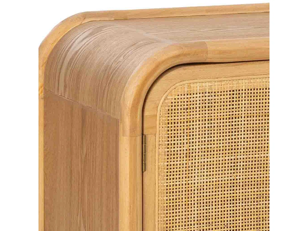 Móvel baixo madeira e rattan marrom 120x39x60h cm