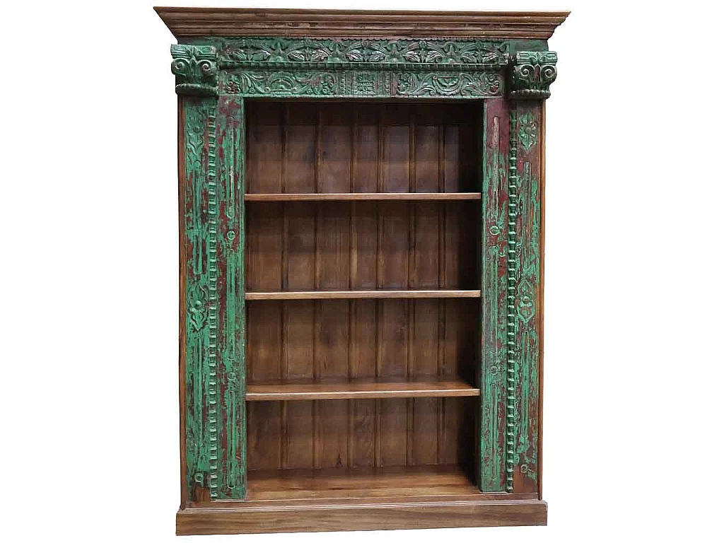 Estante/estante artesanal em madeira verde, 166x53x213 cm (altura)
