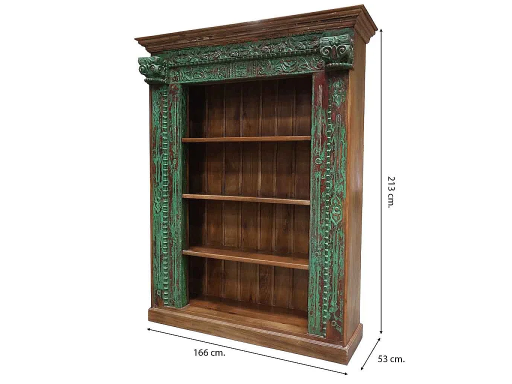 Estante/estante artesanal em madeira verde, 166x53x213 cm (altura)