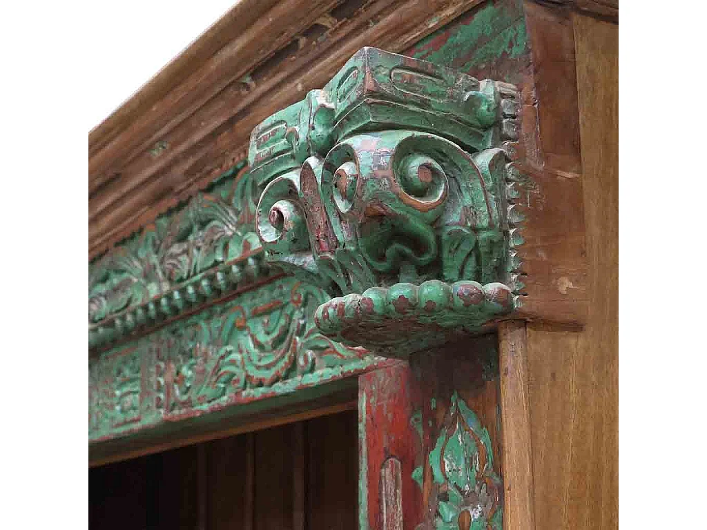 Estante/estante artesanal em madeira verde, 166x53x213 cm (altura)